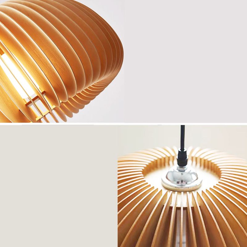 Luz colgante de calabaza de madera beige Minimalista Minimalista 1 Lámpara de techo de restaurante ligero Lámpara de techo