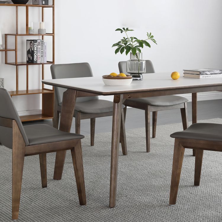 Mesa de comedor estándar blanca de mediados de siglo Mesa de comedor rectangular de piedra sinterizada para cocina