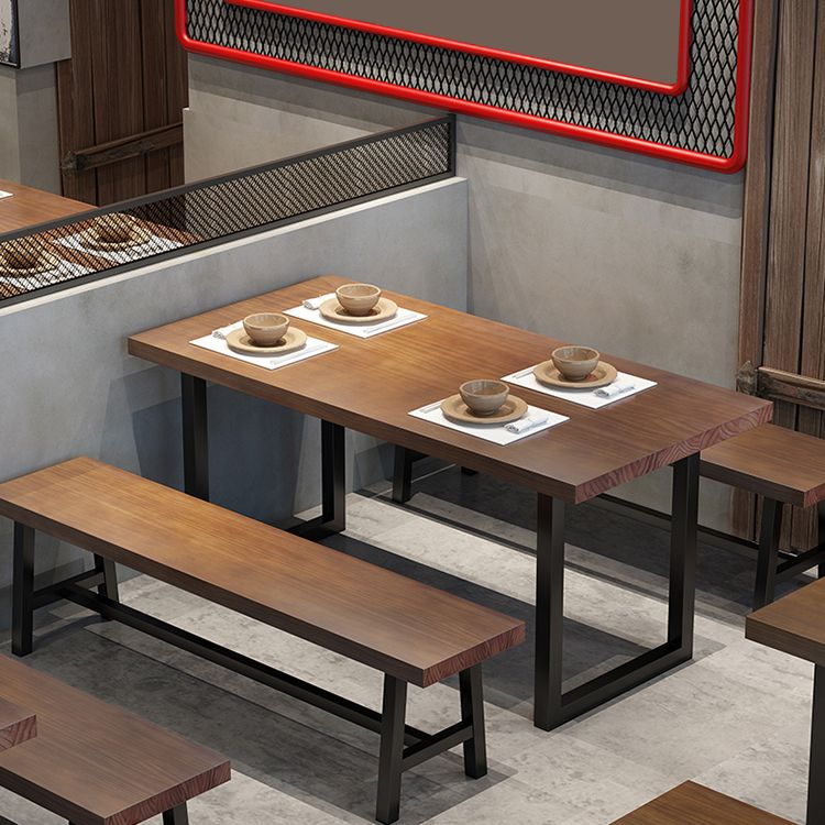 Industrial Dining Table Set 1/2/3/5 Pcs Solid Wood Top Table with Arm Chairs