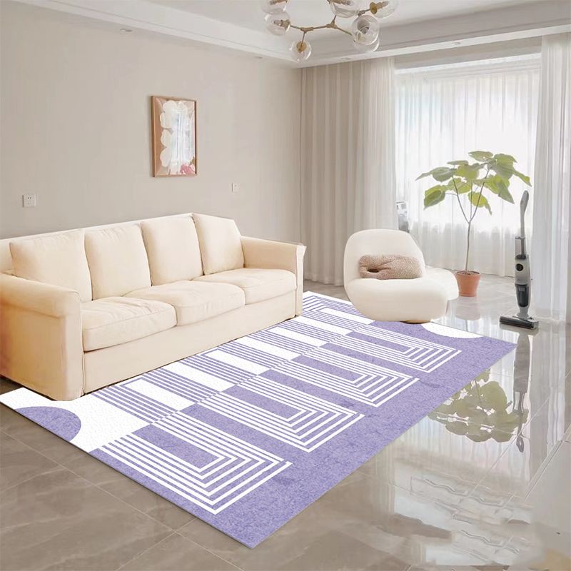Paarse moderne tapijtstreeppatroon polyester gebied tapijt niet-slip achterste tapijt voor woonkamer