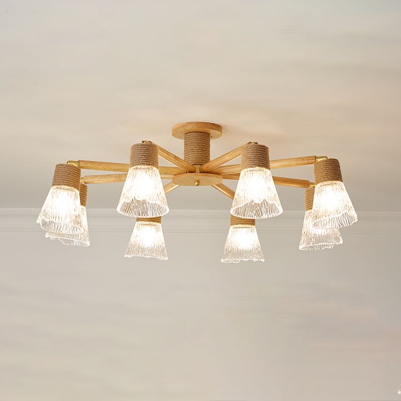 Bell Shape Glass Flush Mount Light Modern Style Multi Lights Ceiling Mount Light in Brown