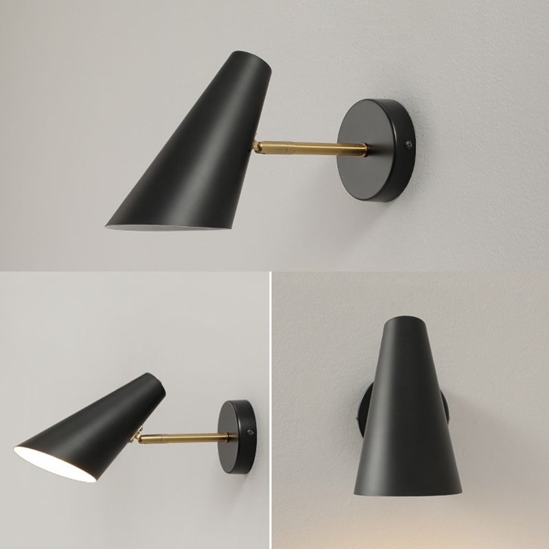 Single Black Modernism Wall Mounted Sconce Iron Wall Light Bedroom