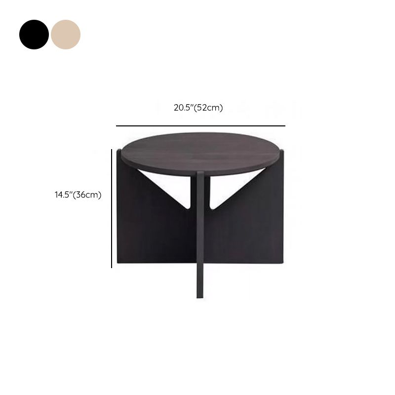 Solid Wood Coffee Table Contemporary Round Coffee or End Table in Black and Natural