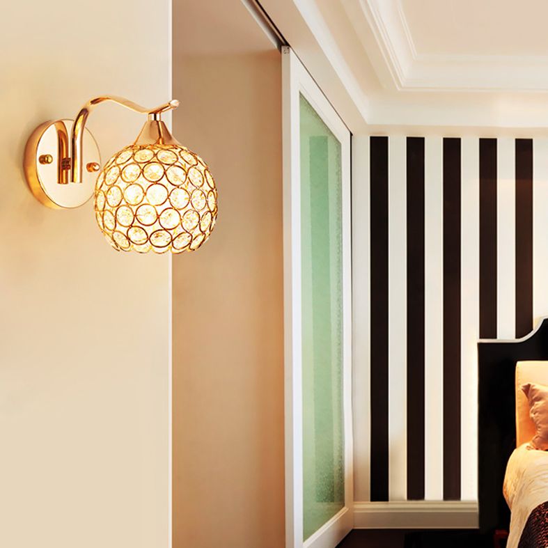 Éclairage mural rond de style minimaliste Éclairage Crystal Cloudroom Glasce Lightture in Gold