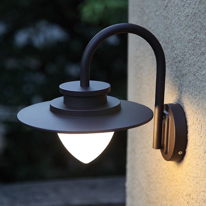 Strawberry Garden Wall Mount Light Metal Minimalist LED Wall Sconce with Gooseneck Arm in Black