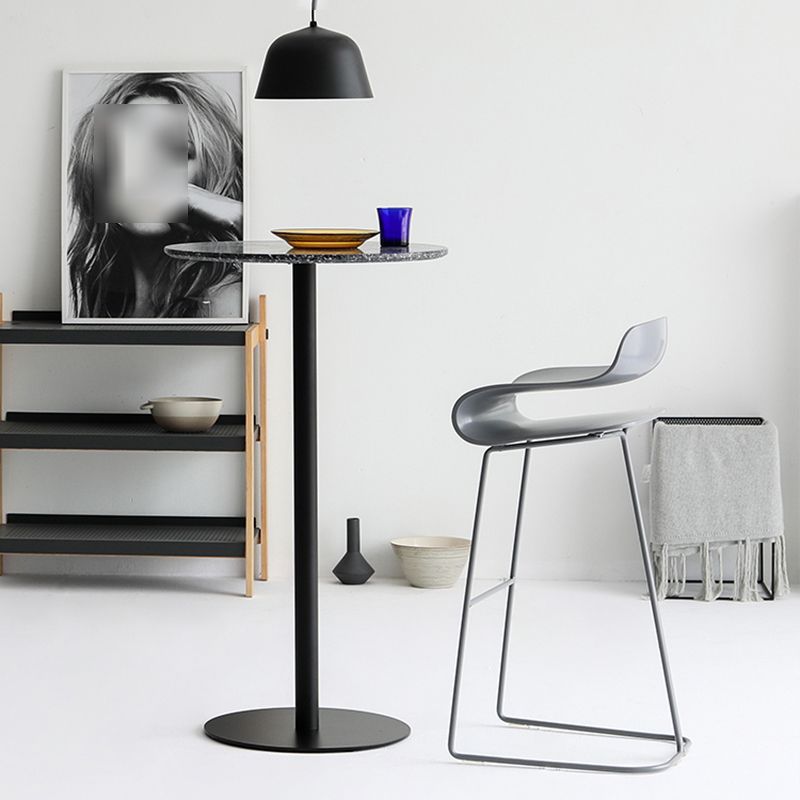 Contemporary Footrest Low Back Barstool Plastic Matte Finish Coffee Shop Stool