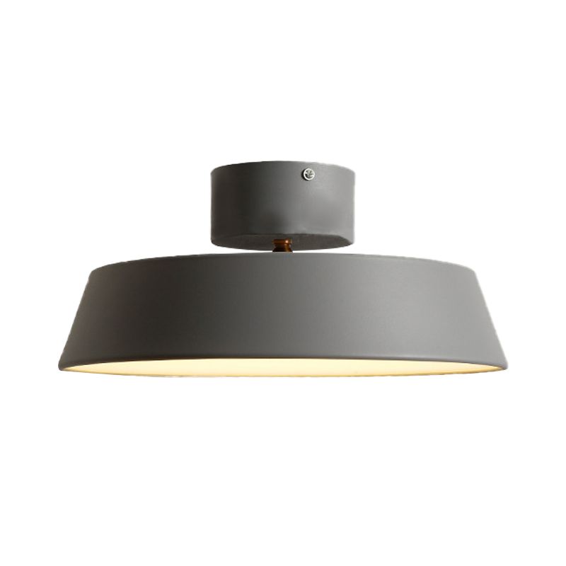 Contemporary Barn Semi Mount Lighting 1 Light Metal Rotatable Ceiling Light Fixture with Acrylic Diffuser in White/Green