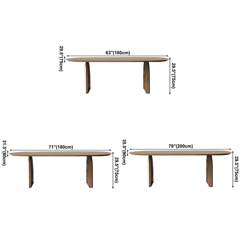 Table de bois massif en pin ovale table à manger moderne avec double piédestal pour restaurant