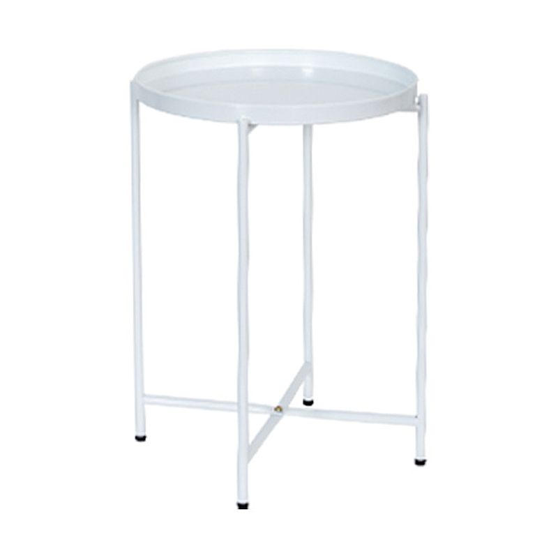 Modern Cross Legs Corner Table Round Tray Top Side End Table
