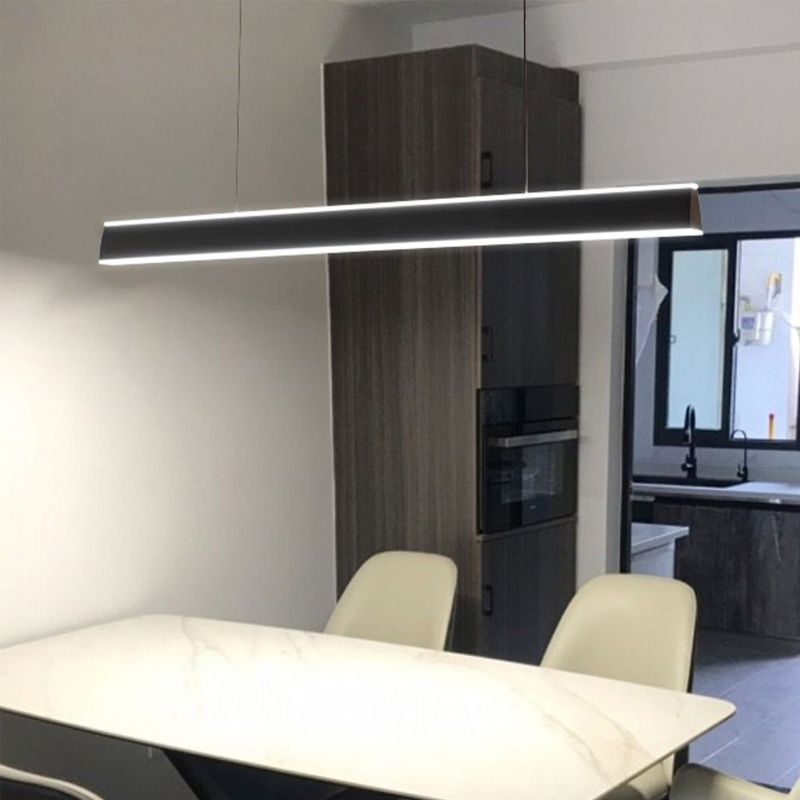 Linear Black Pendant Lighting Modern Metal Island Lighting for Dining Room