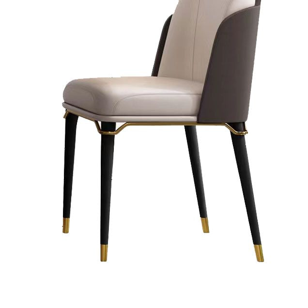Glam Style Parsons Side Chair Leather Indoor Dining Chair with Wooden Legs