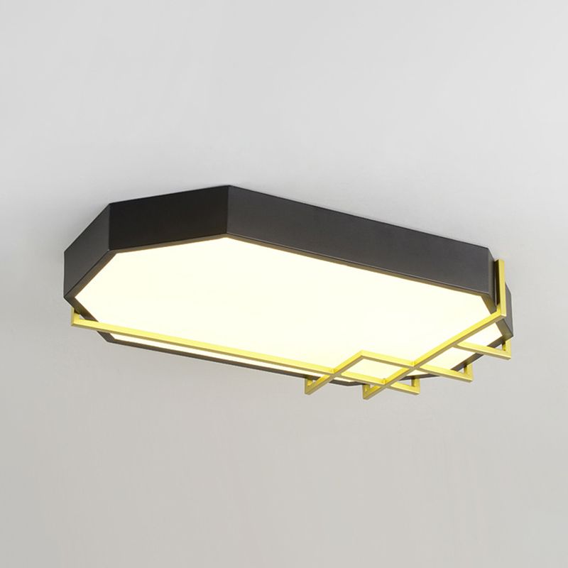 Black-Gold Geometric Ceiling Mounted Light Modern 23.5"/31.5" Long LED Metal Flushmount Lamp