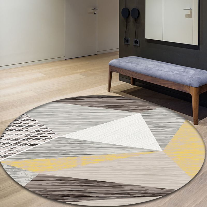 Modern 3D Geometric Indoor Rug Grey Polypropylene Rug Washable Anti-Slip Backing Carpet for Home