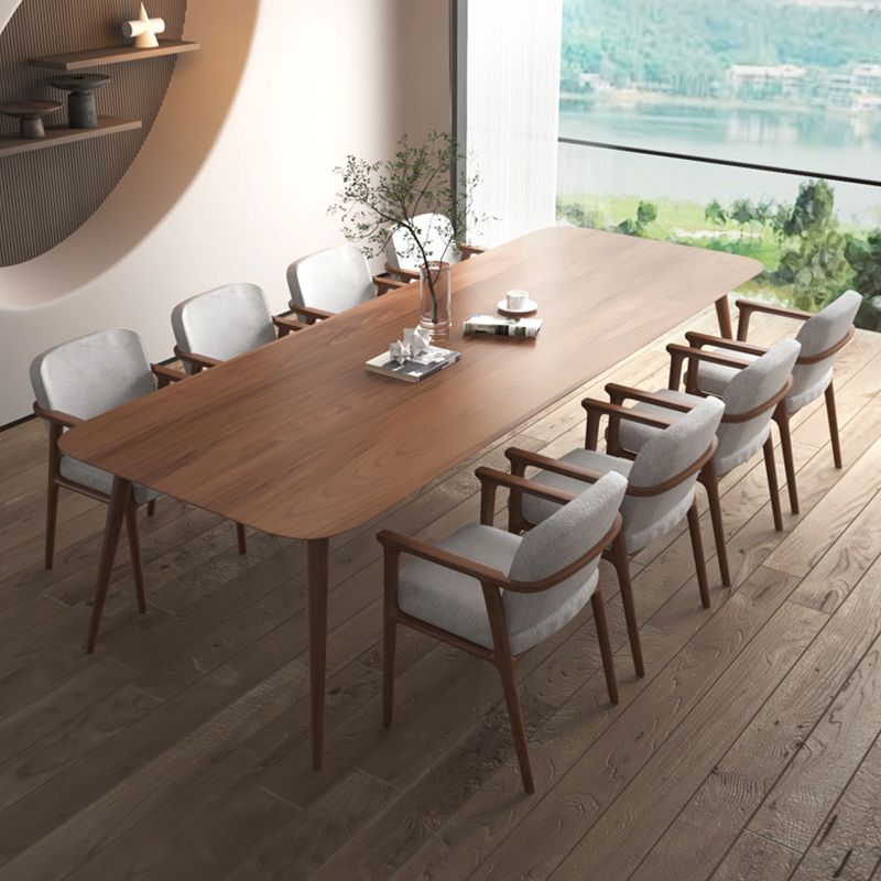 Mesa rectangular de madera maciza de pino, mesa de comedor moderna marrón con 4 patas para restaurante