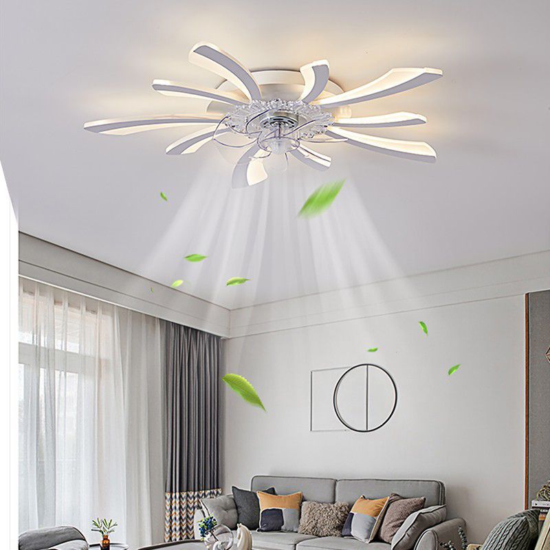 Modern Style Ceiling Fan Lamp LED Ceiling Mount Light with Acrylic Shade for Bedroom