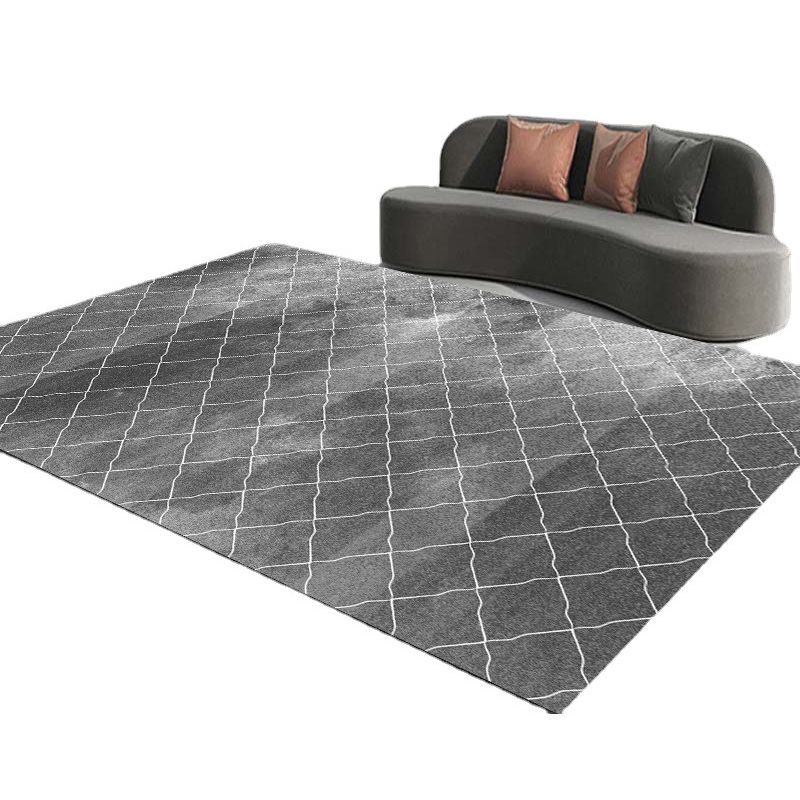 Geometric Pattern Rug Rectangle Shape Stain Resistant Polyester Rug for Home Decor