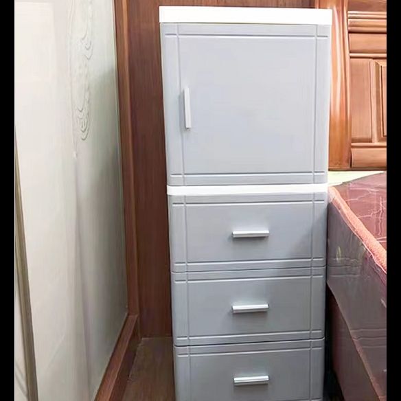 37.4" H Nightstand Plastic Night Table  with 1 Door and 2/3-Drawer