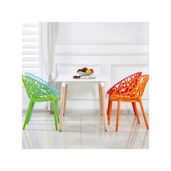 Sillas de comedor escandinavas sin brazos, sillas auxiliares de comedor apilables de plástico (juego de 4)