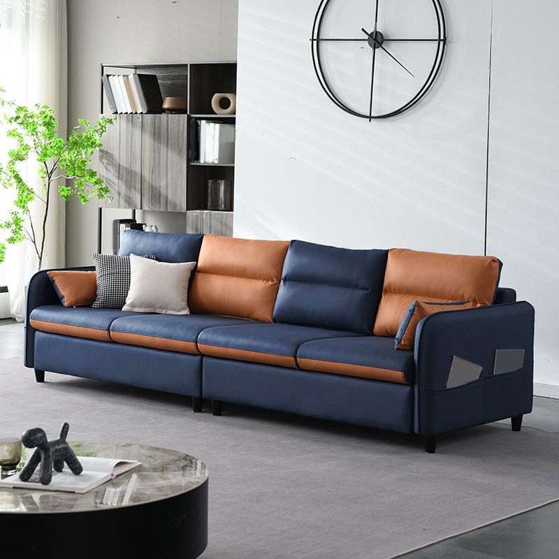 Modern Square Arm Sofa 4-Seat Couch with Pillow Back Cushions and Storage