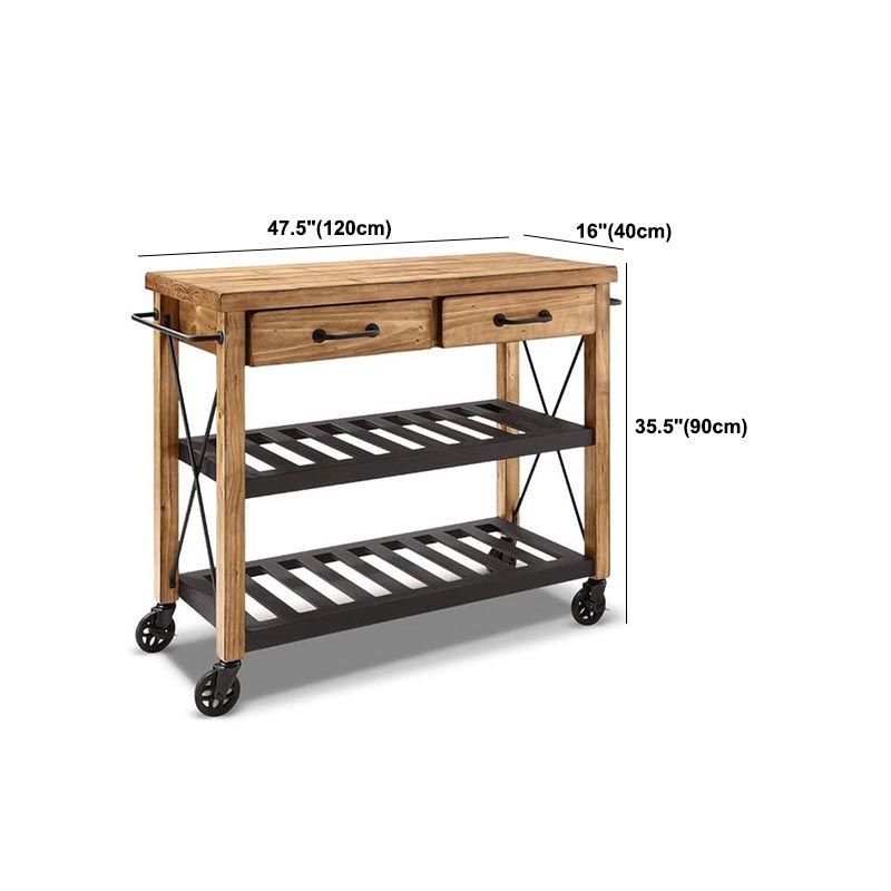 Modern Rolling Kitchen Cart Wood Kitchen Island Cart with Towel Rack