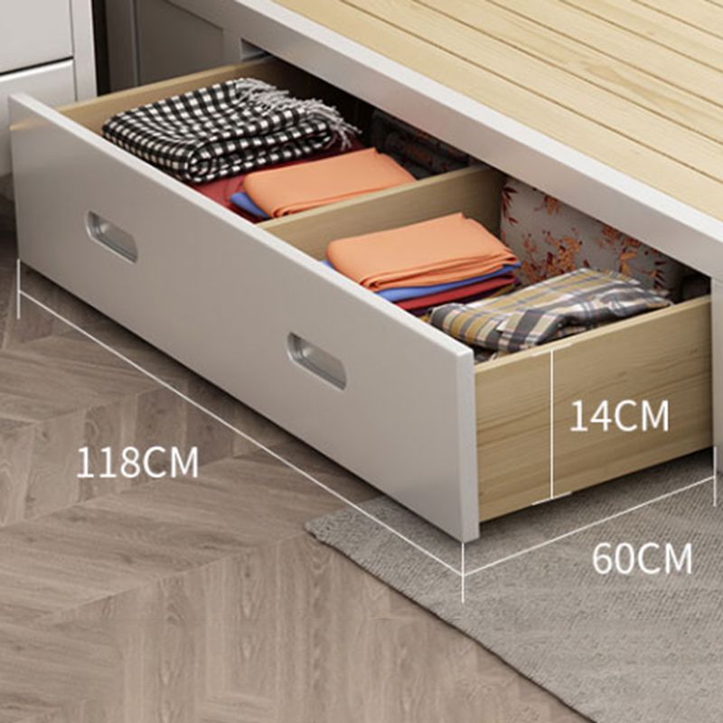 Mid-Century Modern White Platform Bed Frame Solid Wood Platform Bed