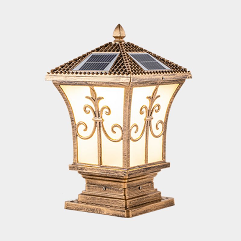 Drum Shape Metal Solar Waterproof Pillar Lamp Modern Outdoor Lights