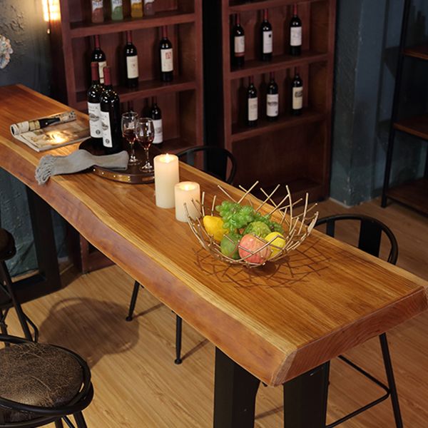 Industrial Style Pub Dining Set 1/2/5 Pcs Rectangular Solid Wood Pub Set for Home