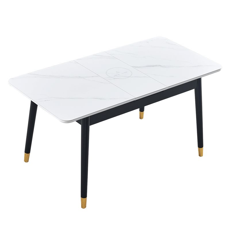 Contemporary Rectangle Dining Room Table White Sintered Stone Table with 4 Legs