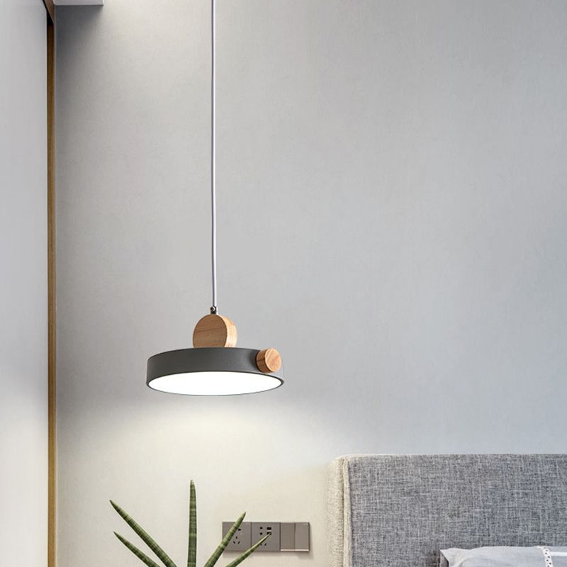 Acrylic Circular LED Hanging Lamp in Modern Concise Style Iron Macaron Pendant Light for Dining Room