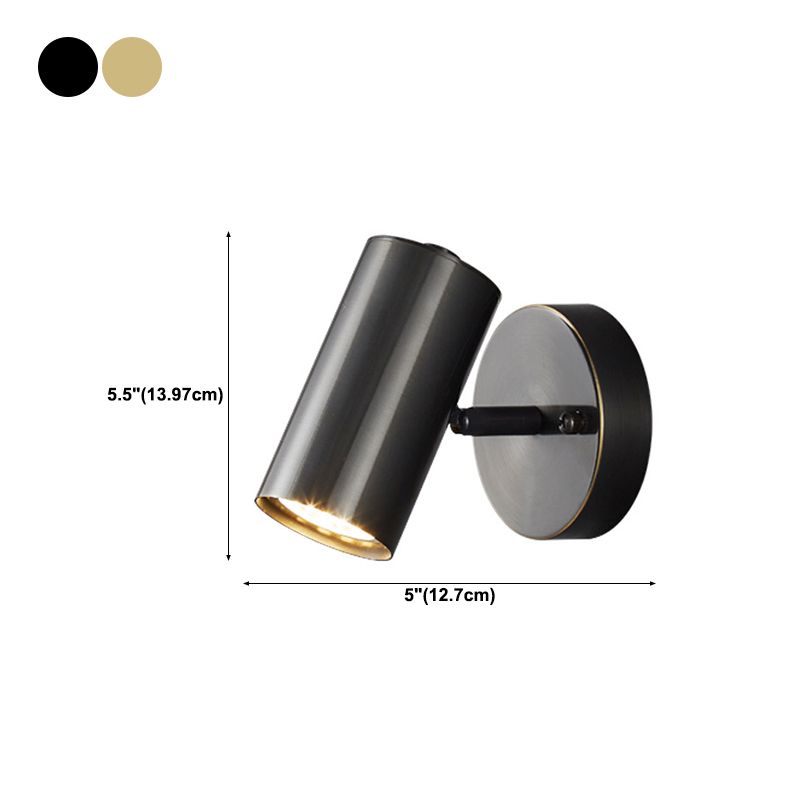 1-Light Cylinder Wall Sconce Lighting Modern Metal Wall Sconces