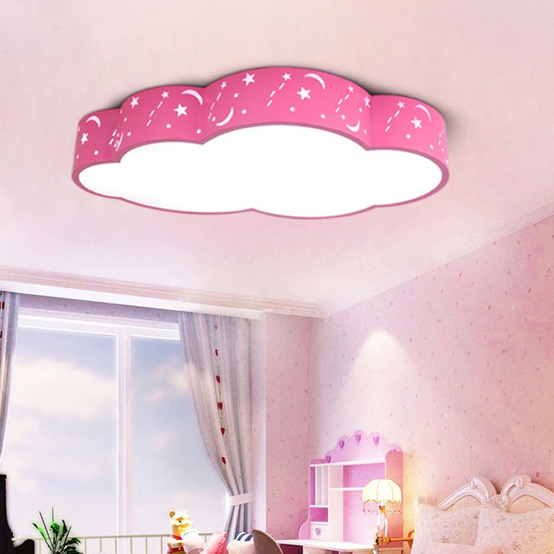 Hollow Cloud Kid Bedroom Ceiling Lamp Metal Acrylic Cartoon LED Ceiling Mount Light