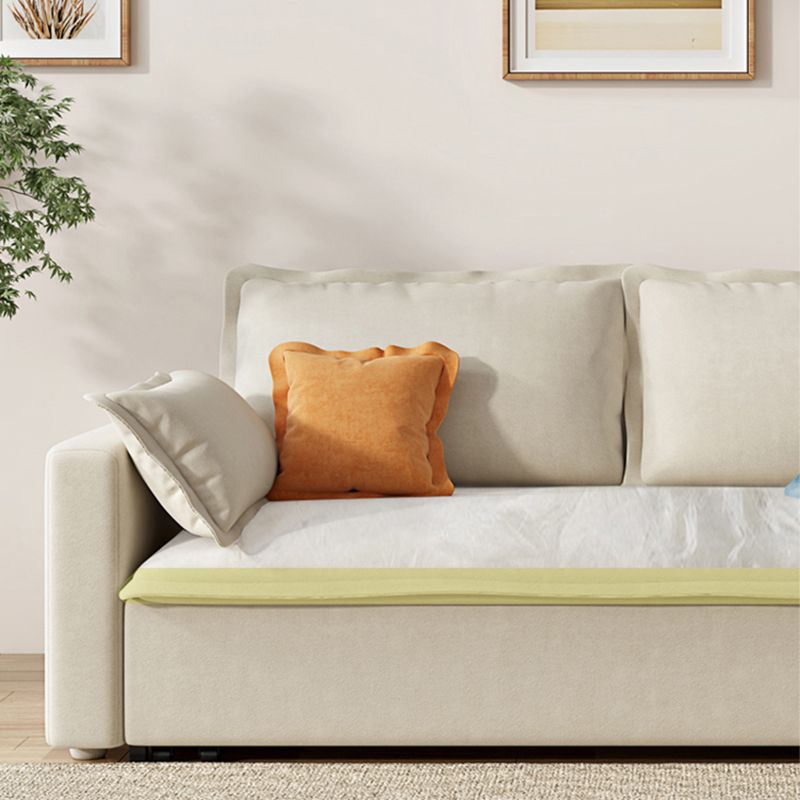 Beige Modern Loose Back Sofa Bed Standard Square Arm Sofa Bed