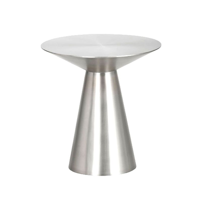 22.24" Tall Round Top Side Table Stainless Steel Pedestal End Table