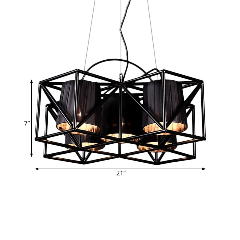 Light sospensione in tessuto a 5 bulbina industriale Black Black Cucina Lampadella illuminazione