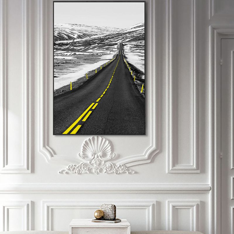 Textured Road View Painting Modern Canvas Wall Art Decor, Multiple Sizes Available