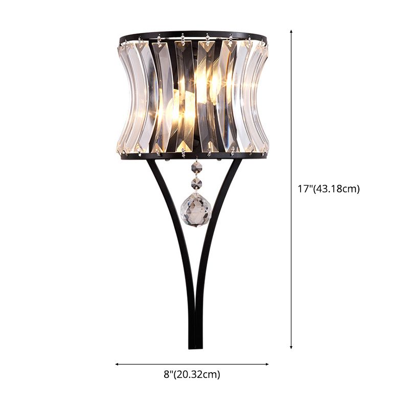 Moderne Stil gebogene Wandleuchten klare Kristall 2 Leichter Wandlampen in Gold und Schwarz