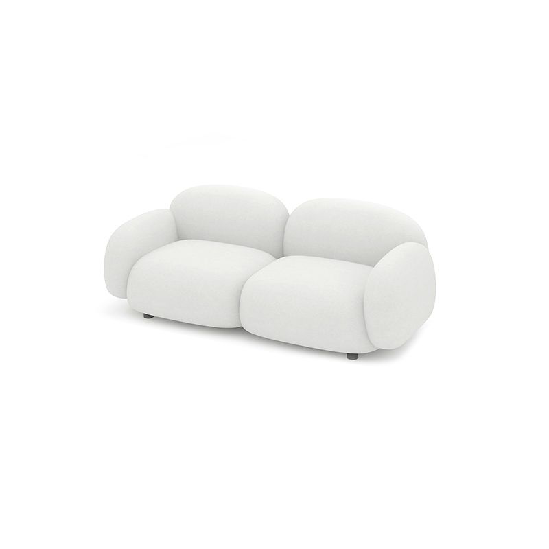 27.5" H Modern Faux Leather/wool Square Arm Sofa For Living Room