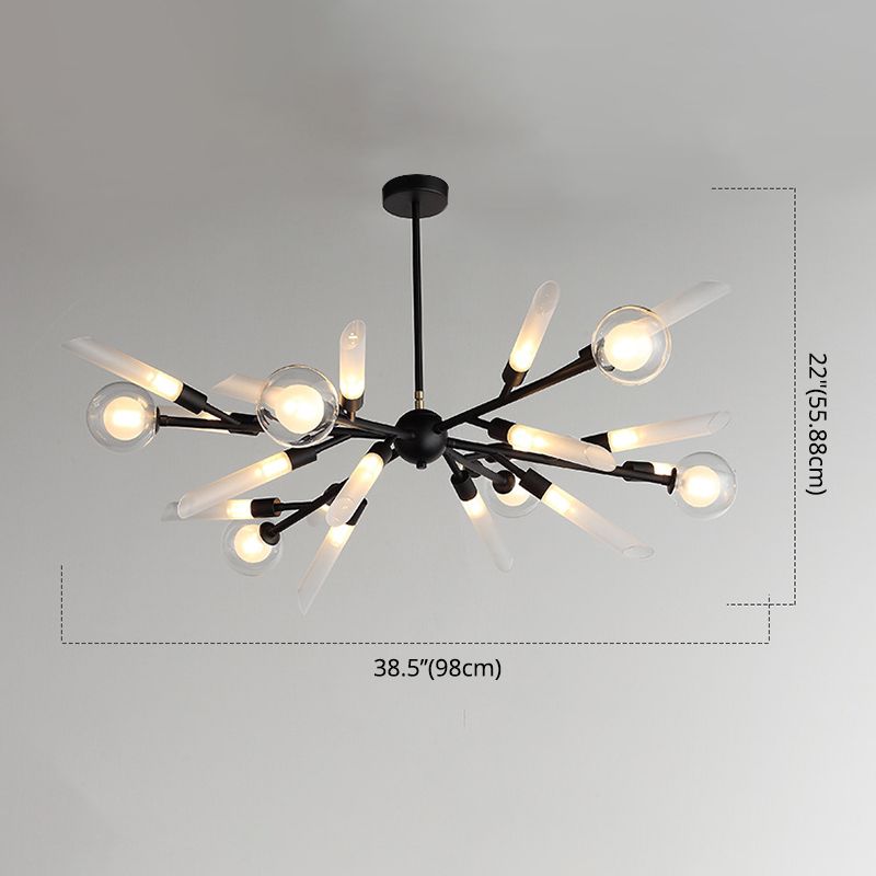 Post-Modern Metal Starburst Hanging Chandelier Light Glass Shade Ceiling Chandelier for Living Room