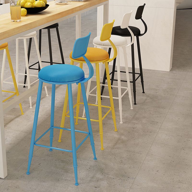 Industrial Iron Bar Stool Bar Height Armless Stool with Cushion