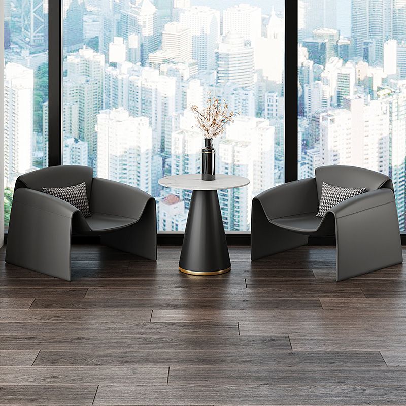 Fixed Back Sled Arms Armchair Mid-century Modern Accent Armchair