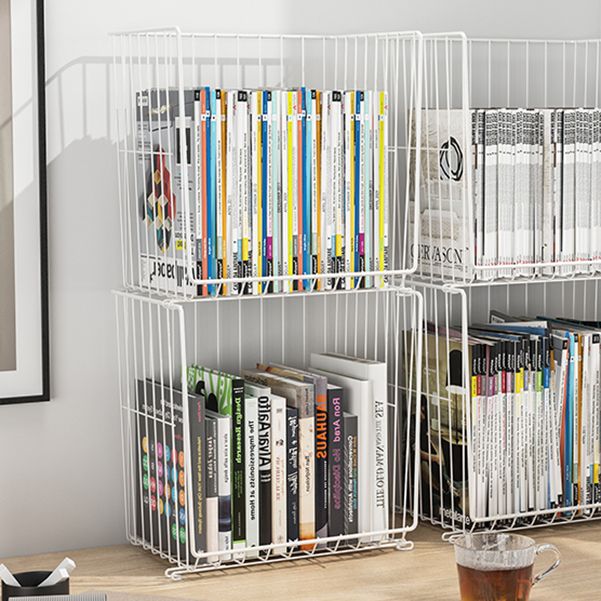 Modern Style Bookshelf Closed Back Metal Bookcase with Caster Wheels for Home Use