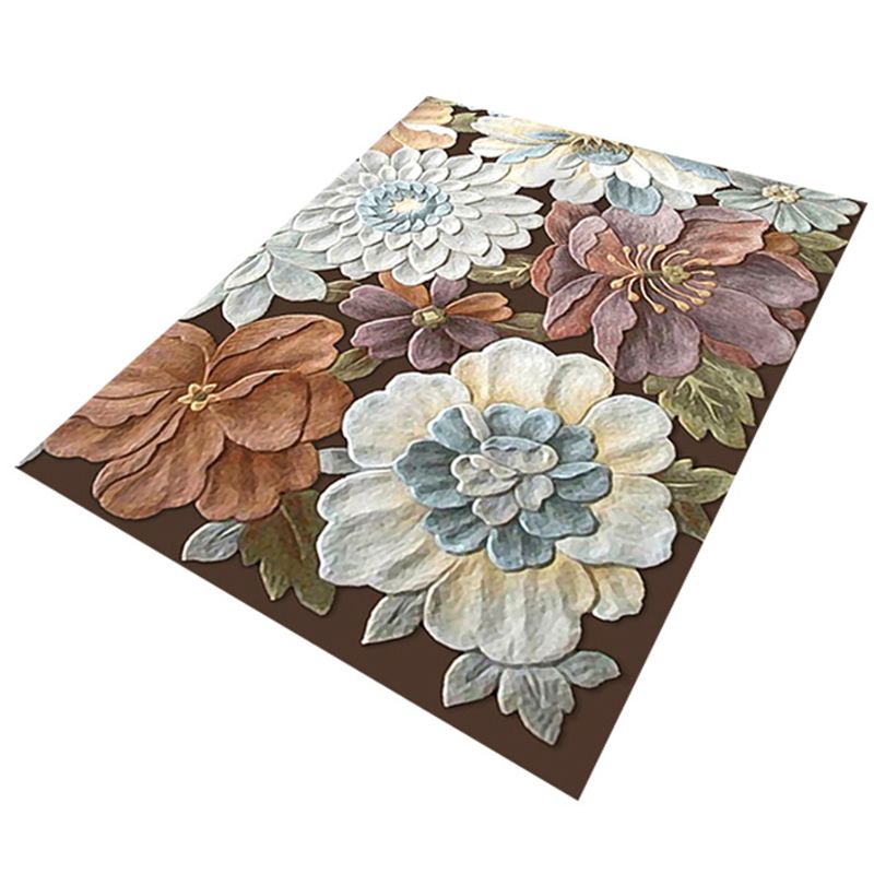 Gorgeous Floral Print Indoor Rug Contemporary Stylish Carpet Polyester Non-Slip Backing Rug for Home Decor