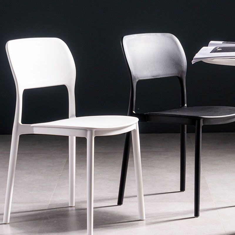 Silla de cocina de estilo contemporáneo, silla lateral de comedor con respaldo abierto sin brazos de plástico