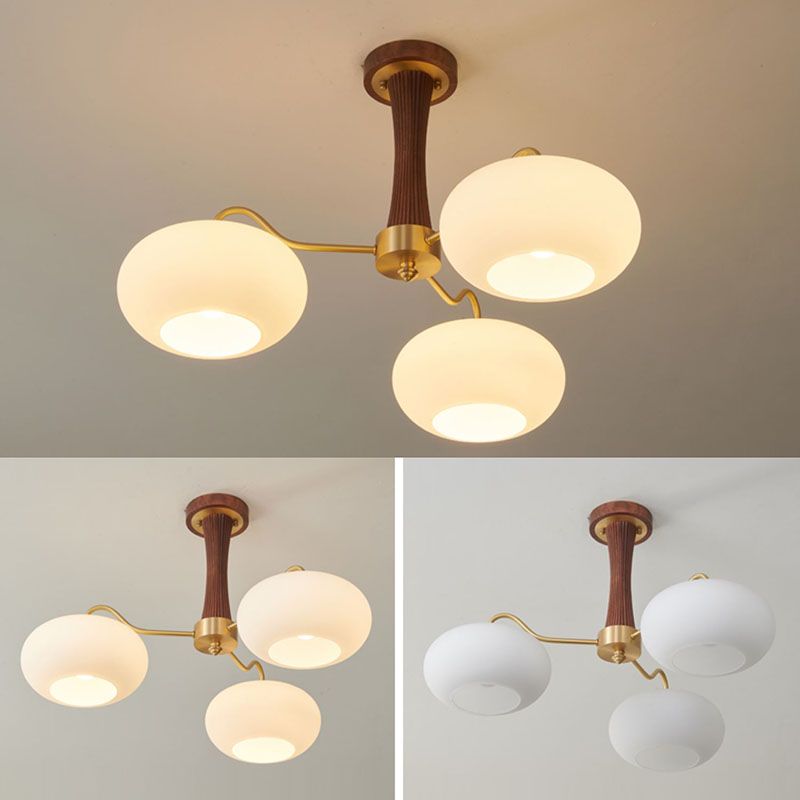 Modern Simple Wooden Ceiling Light Dome Shape Ceiling Lamp for Bedroom