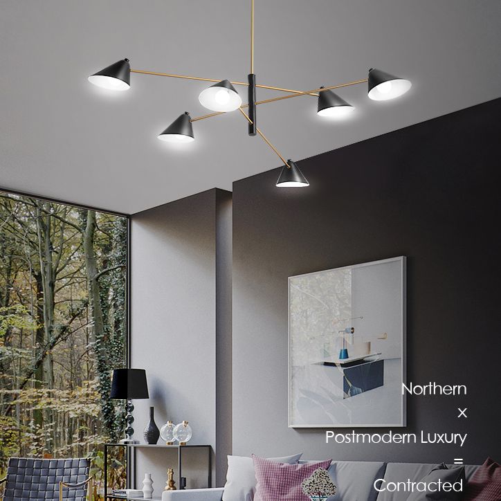 Sala da pranzo a sospensione Luce a sospensione semplice il lampadario nero apparecchiatura illuminazione con tonalità in metallo cono