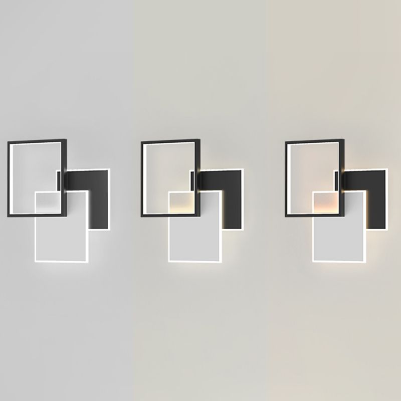 Black Contemporary Metal LED Wall Mounted Lighting 1-Light Wall Sconce for Bedroom