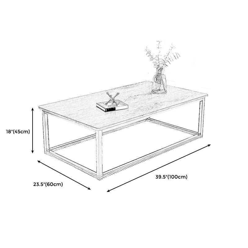 Wood Frame Coffee Table Modern Rectangle Cocktail Table in Natural