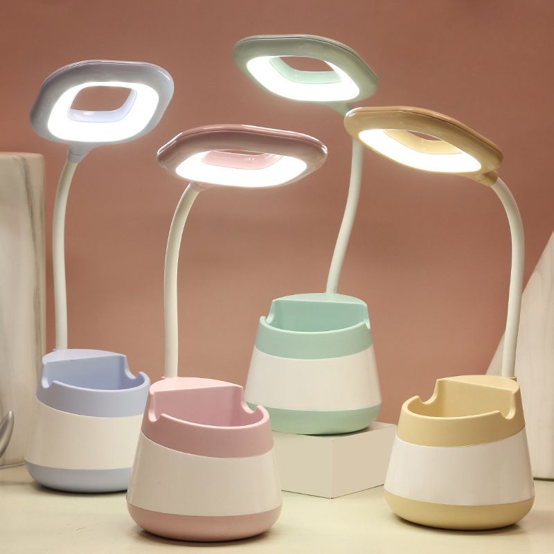 Macaroon Night Table Lampes 1-Light Tripted Lights with Plastic Shade For Bedroom
