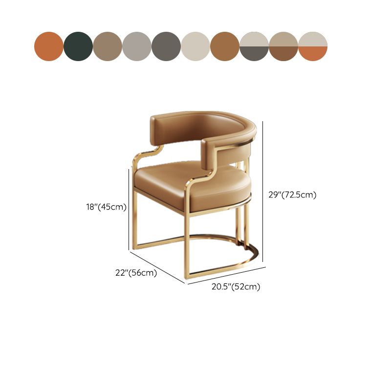 Faux Leather Dining Chairs Glam Style Open Back Armless Chair for Dining Room