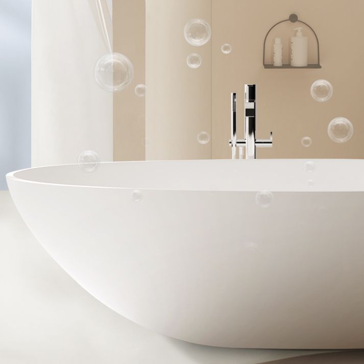 Oval Stand Alone Bath Soaking Acrylic White Modern Back to Wall Bathtub